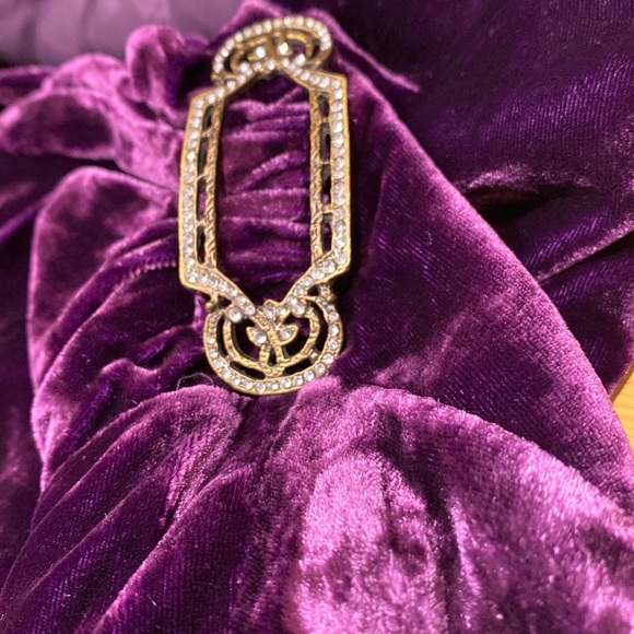 **NWOT ** Ralph Lauren Deep Purple Silk Velvet Wrap Look Brooch Buckle Dress 8 - Picture 9 of 15